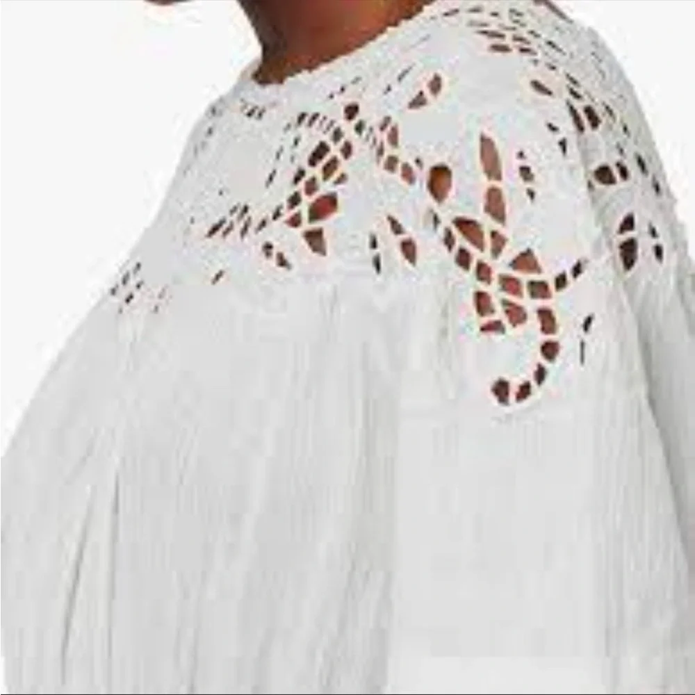 NWT $228 ALLSAINTS | Lisa white cotton eyelet lace bride tie mini dress size XS